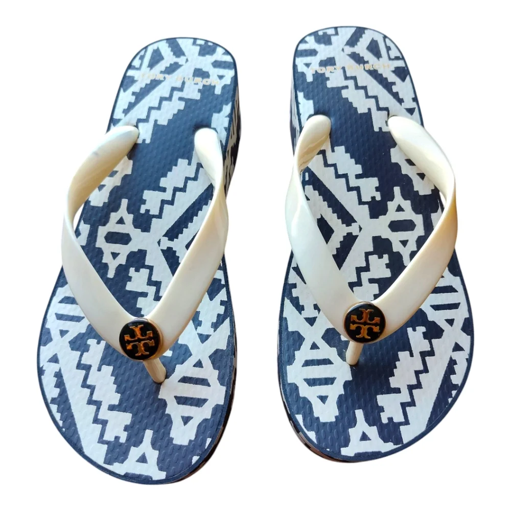 Tory Burch Womens Printed Platform Flip-flops